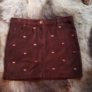 Vineyard Vines Brown Corduroy Skirt- Coral Whales-  Size 6 NWOT